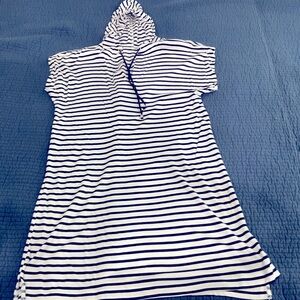 Navy and white striped cotton dress